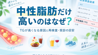 中性脂肪だけ高いのはなぜ？TGが高くなる原因と再検査・受診の目安